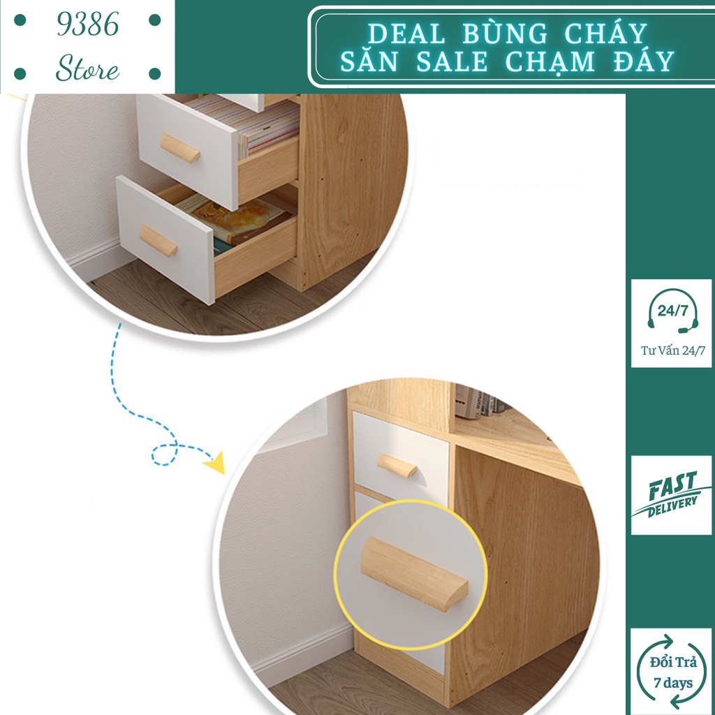 Bàn làm việc gỗ kèm giá sách tiện dụng 1m4 BAH008 9386 STORE