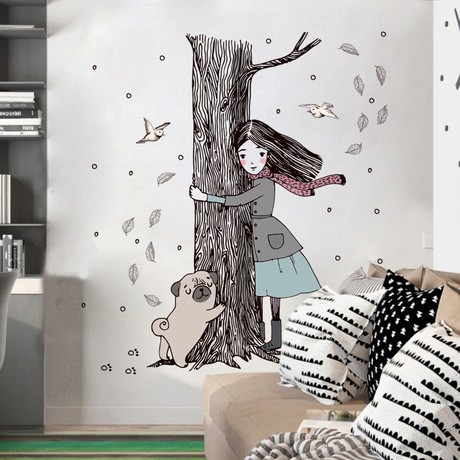 decal dán tường cô gái