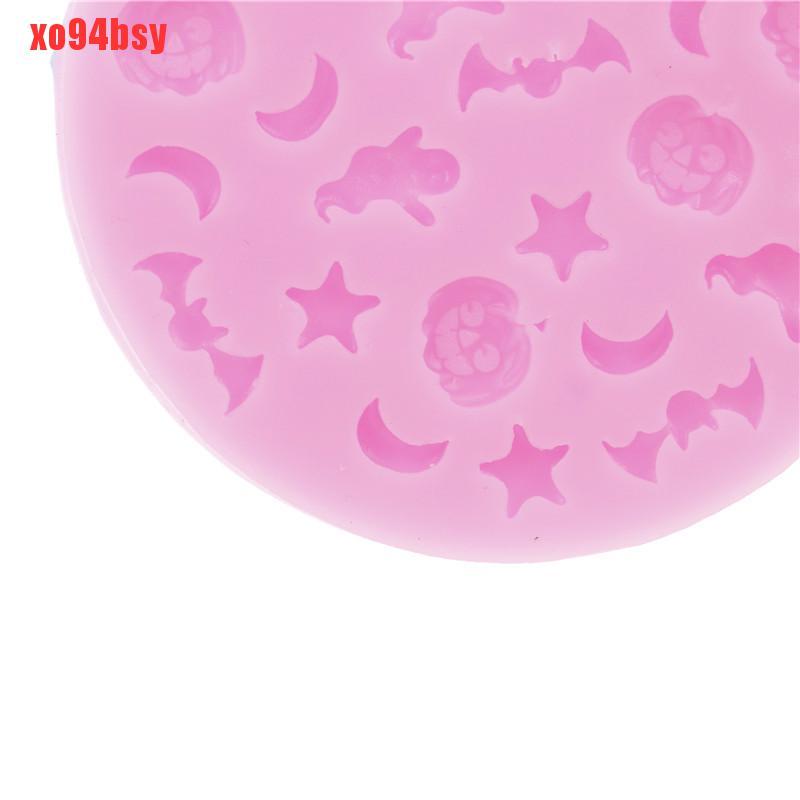 [xo94bsy]halloween pumpkin bat moon star polymer clay mold fondant mold flexible