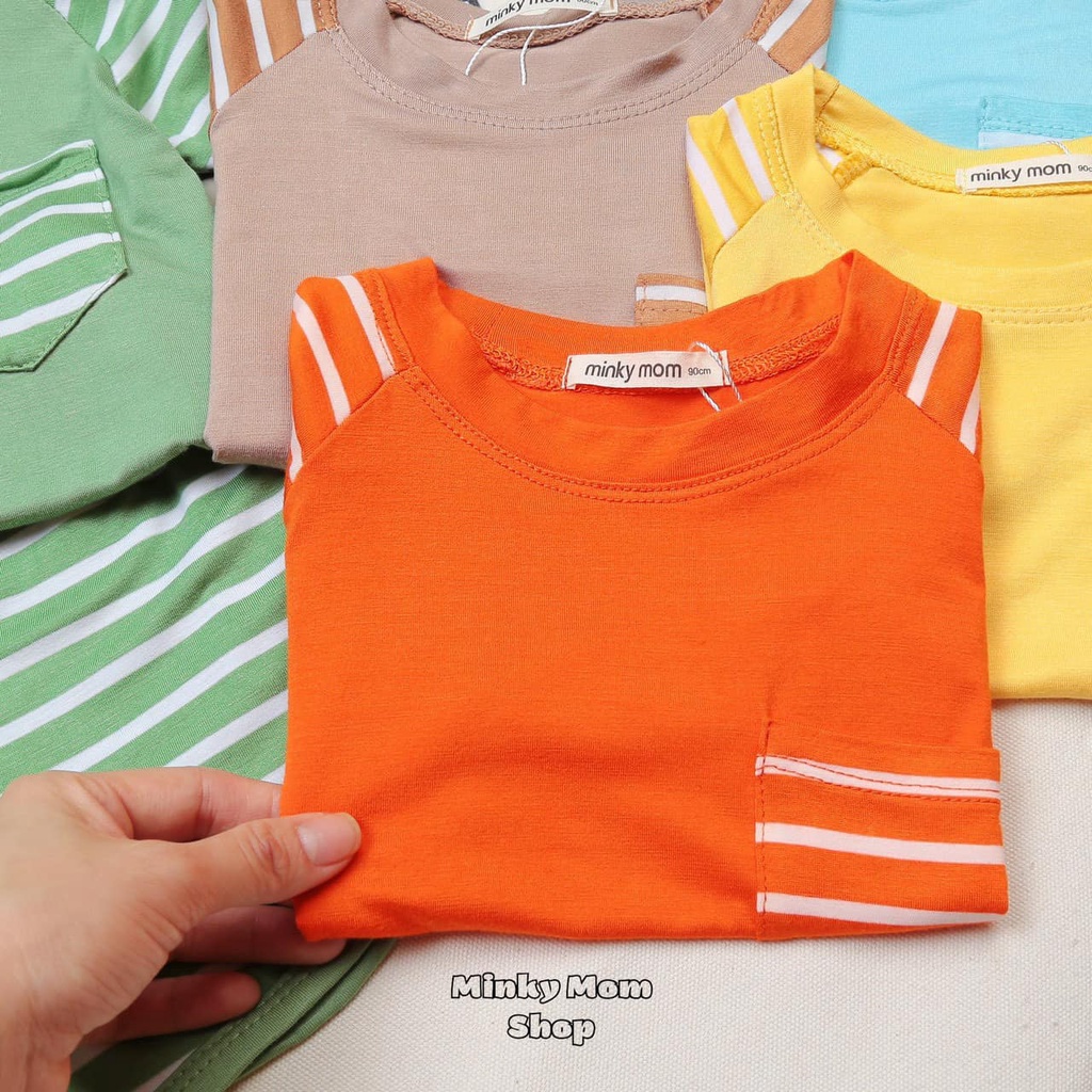Bộ quần áo cộc tay thun lạnh Minky mom bé trai SIZE ĐẠI