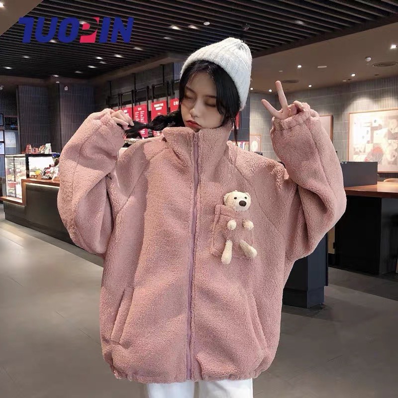 Áo khoác lông gấu cute
