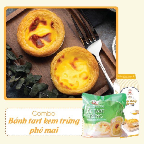 [Mã GROHOT giảm 8% đơn 199K] Combo đế bánh tart trứng và kem trứng phô mai