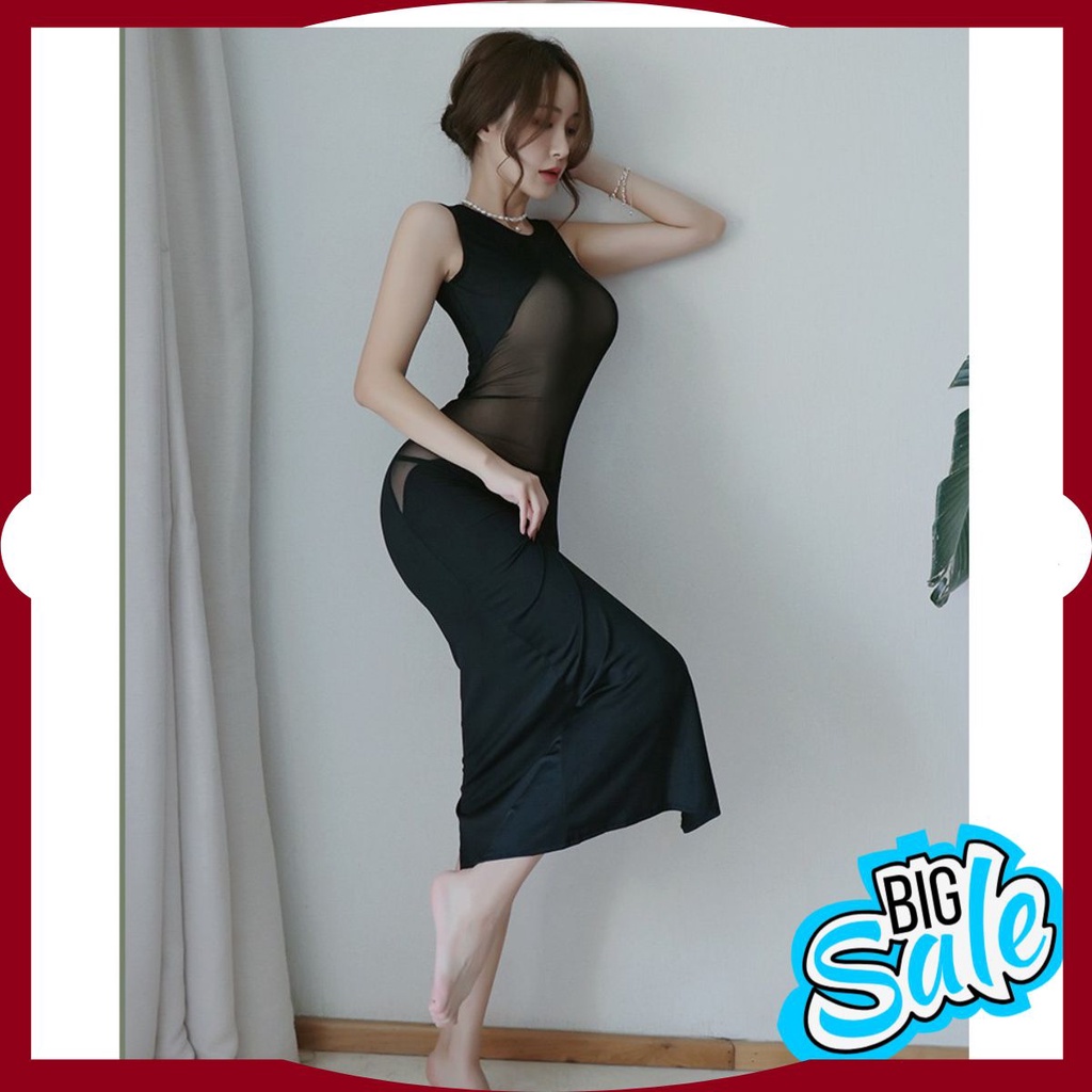 Đầm ngủ dài xẻ tà xuyên thấu Sherry Store S142