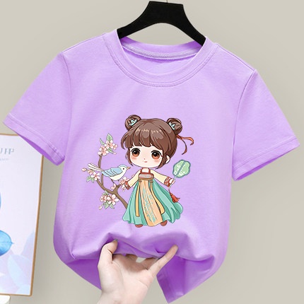 áo bé gái Áo Thun Cotton Nhẹ In Họa Tiết Hoạt Hình Dễ Thương Cho Bé Gái 12 Tuổi