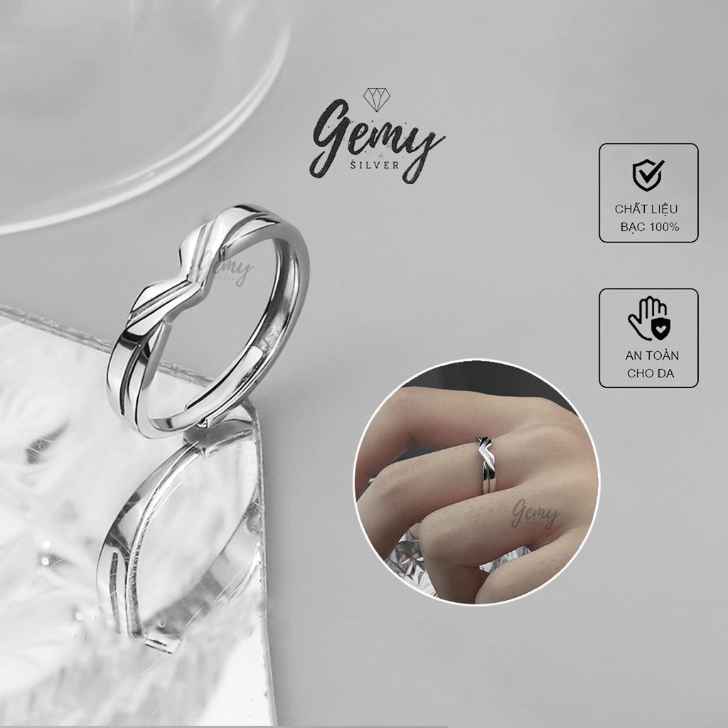 Nhẫn nam nữ Harvey, nhẫn bạc bản to S925 unisex | GEMY SILVER NN9