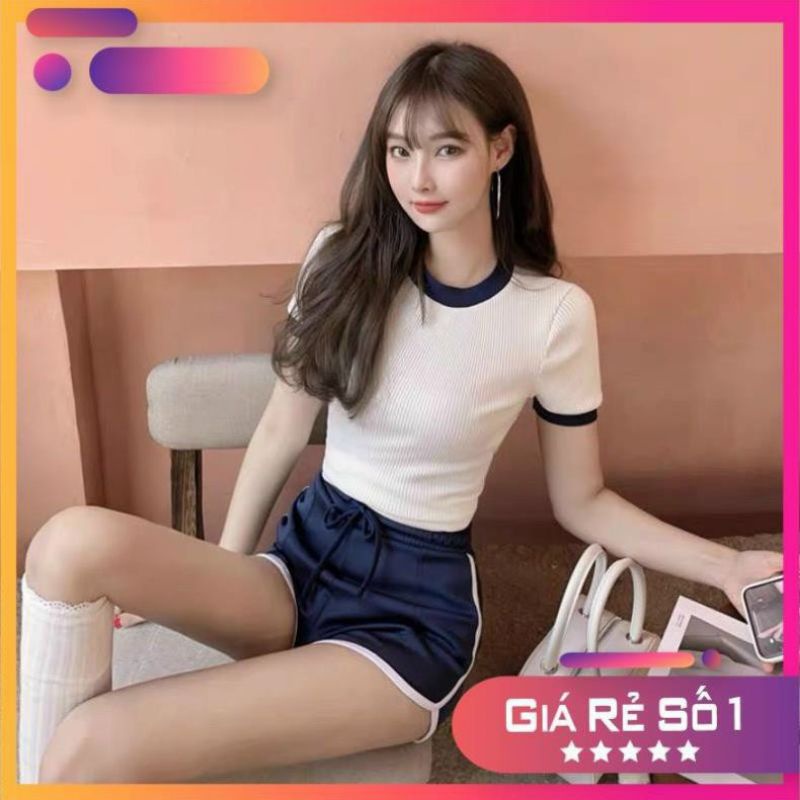 Áo Thun Ôm Body Phối Viền Dành Cho Nữ Form 40 - 55Kg