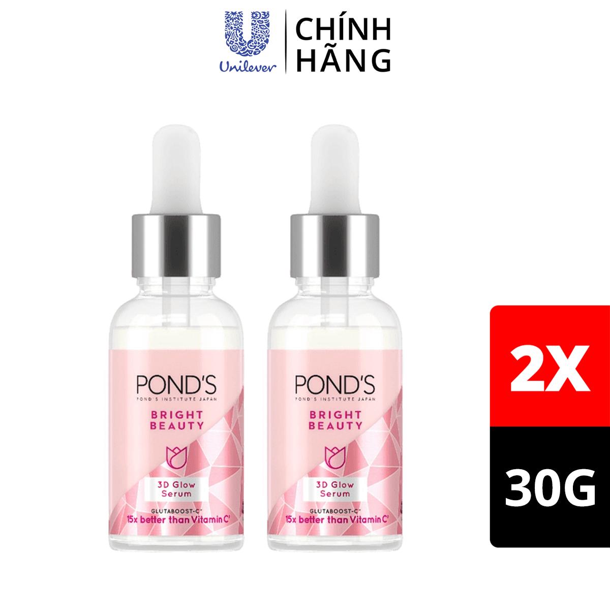 Combo 2 serum Pond's dưỡng sáng mờ thâm 3D Glow 30g/chai