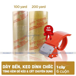 [MUA 4 CÂY TẶNG 1 CẮT CHUYÊN DỤNG] BĂNG KEO TRONG ĐỦ KÍ 100-200 YARD SIÊU DÀY - SIÊU TIẾT KIỆM