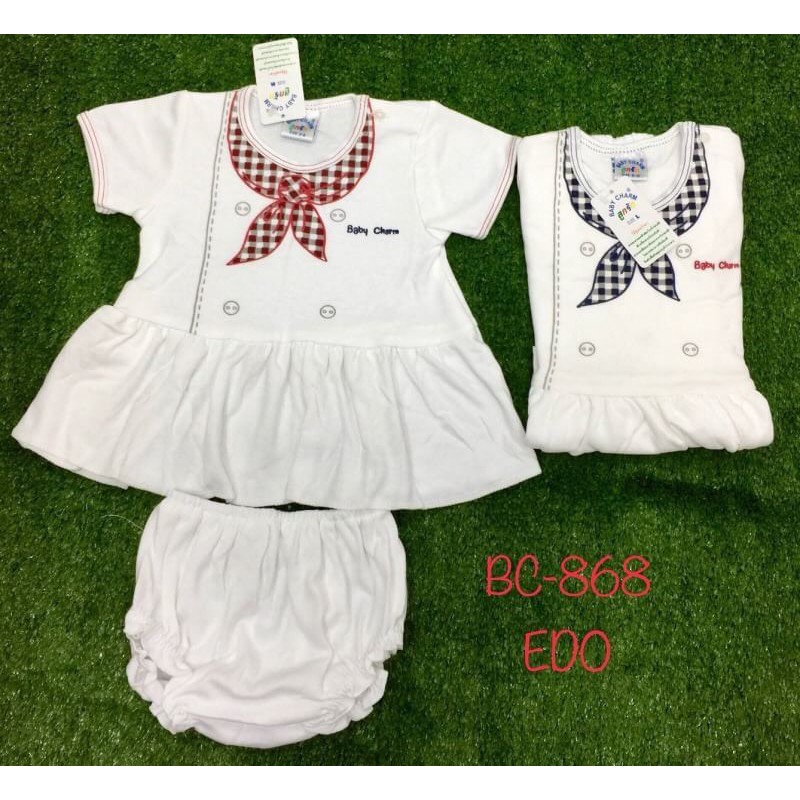 Áo đầm thun cotton cho bé từ 0 đến 12 tháng hàng Thailand BaBy Charm