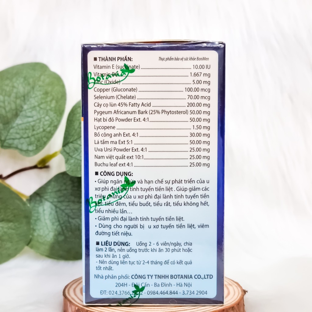 Viên uống giảm tiểu đêm, tiểu buốt, phì đại tuyến tiền liệt Boni Men hộp 30 viên