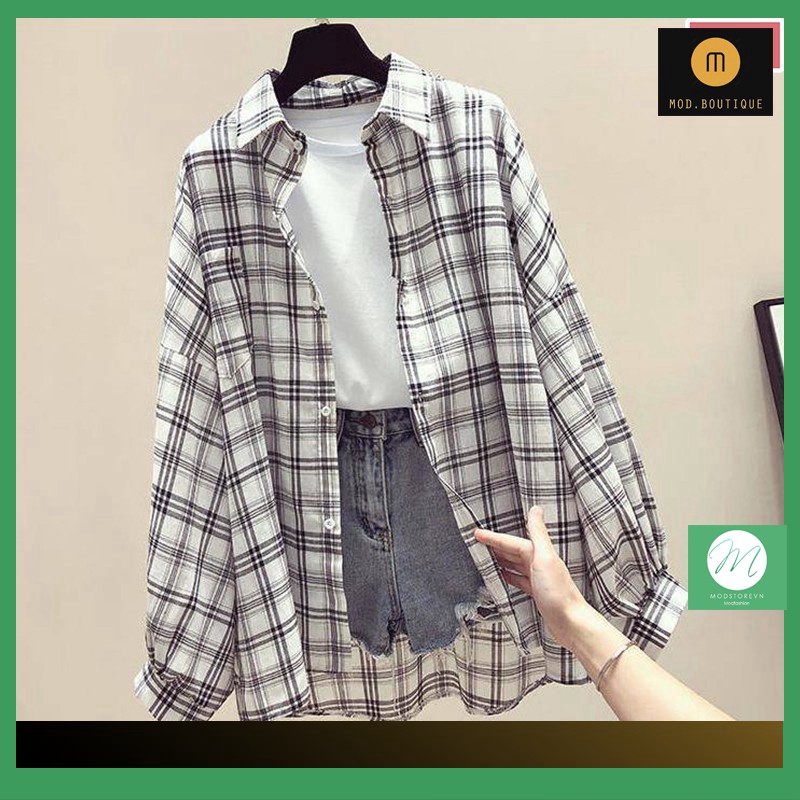 ModStore MODFASHION [𝐇𝐚̀𝐧𝐠 𝐬𝐚̆̃𝐧- 𝐅𝐫𝐞𝐞 𝐬𝐡𝐢𝐩] Áo Sơ Mi Nữ Kẻ Sọc Cá Tính Đủ Size Thời Trang Hè 2021 A7