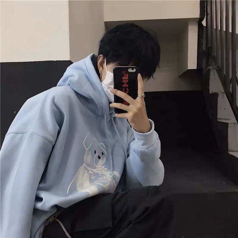 Áo hoodie unisex nỉ bông cotton dưới 70kg - Gấu bông Lyng Dow Daski phong cách ulzzang | BigBuy360 - bigbuy360.vn