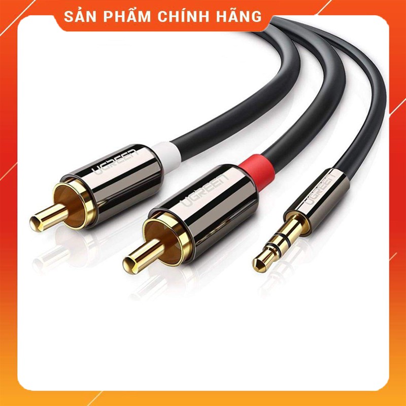 Cáp âm thanh 3.5mm sang 2 đầu bông sen RCA Ugreen 10749 - Hàng Chính Hãng