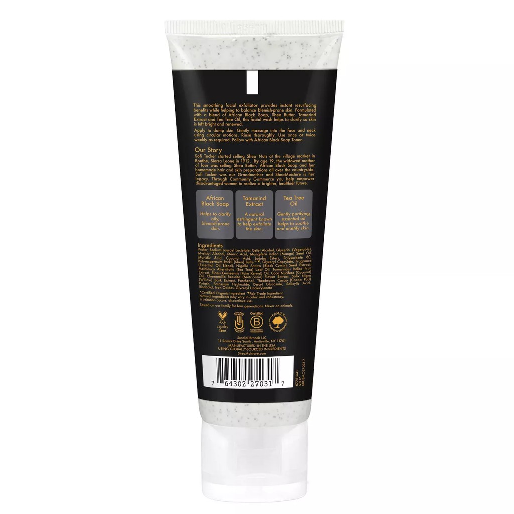 Sữa Rửa Mặt Shea Moisture African Black Soap Clarifying Facial Wash & Scrub - 113ml (4 oz)