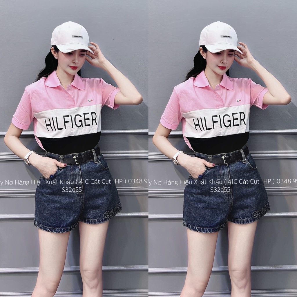 [ảnh thật-sẵn] Áo polo chữ phối logo thêu đáp nổi