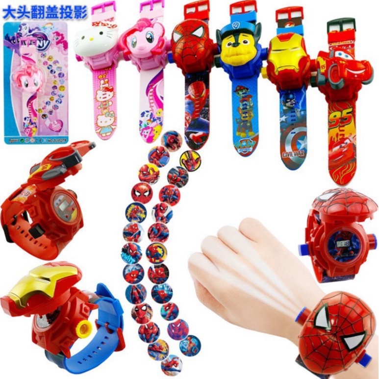 Đồng Hồ Em Bé Đôrêmon /hello kitty /spiderman/chó cứu hộ chiếu hình 3D