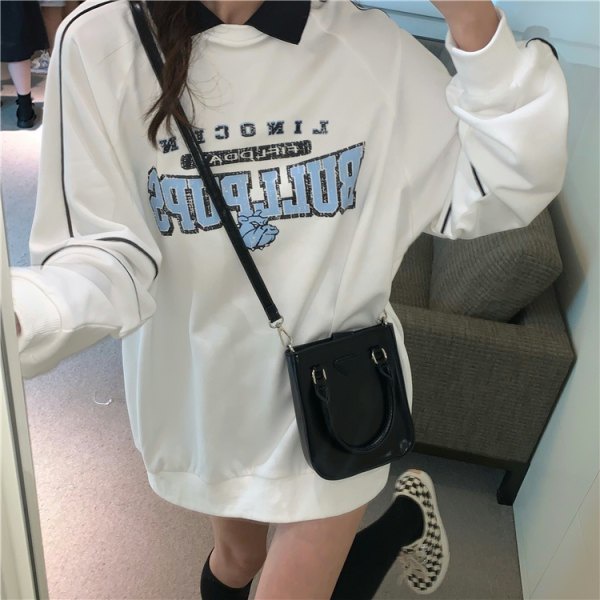 Áo Thun Polo Dáng Rộng In Chữ Thời Trang Mùa Thu Mới Cho Nữ