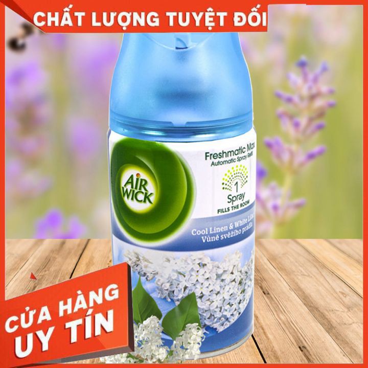 Bình xịt tinh dầu thiên nhiên Air Wick Cool Linen & White Lilac 250ml HOA TỬ ĐINH HƯƠNG