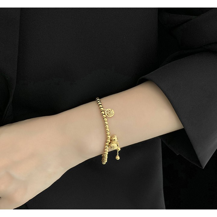 lắc tay nữ titan cao cấp kiểu hồ lô màu vàng siêu đẹp, bền màu, hợp thời trang