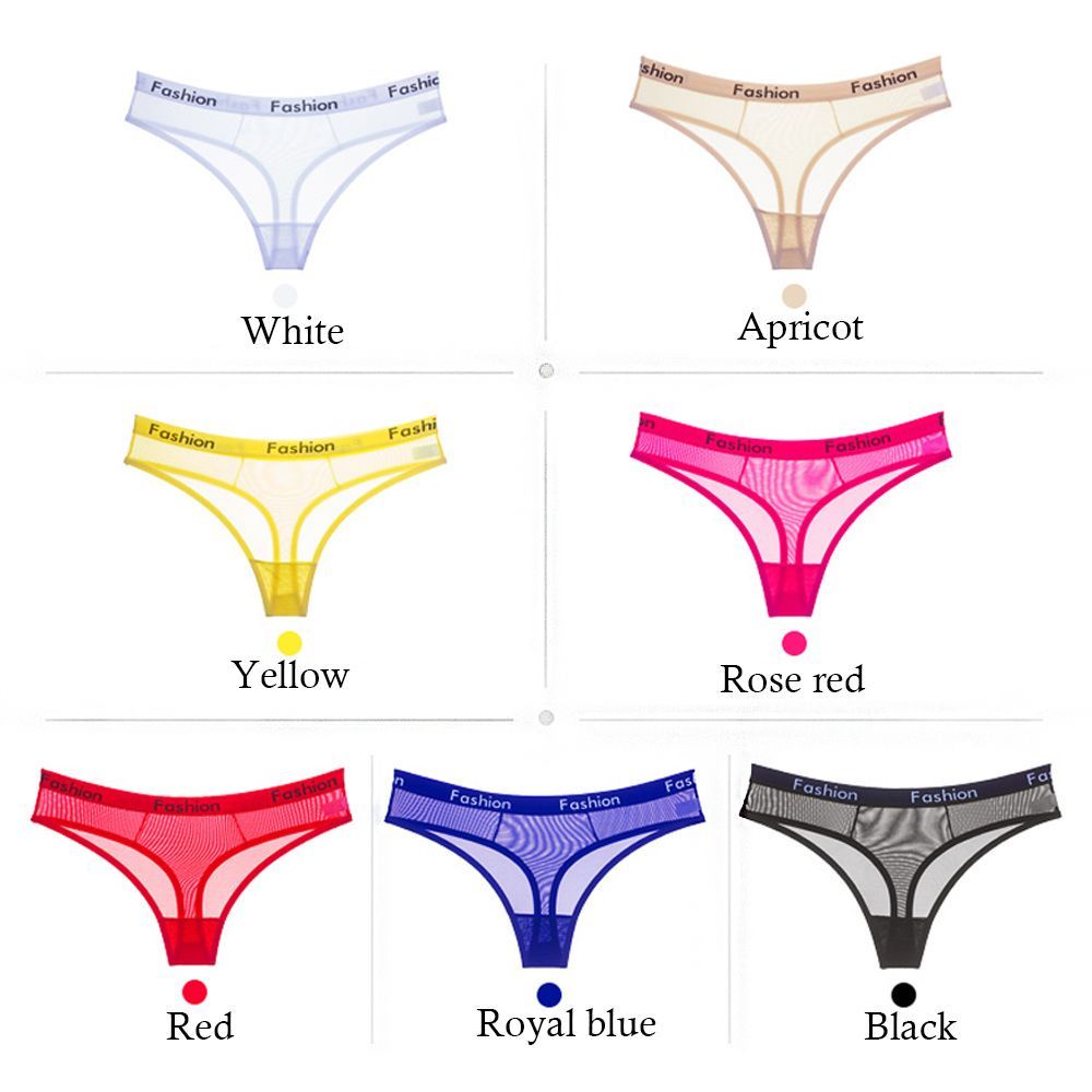 DORAW Fashion Mesh Briefs Sporty Style Transparent Women Underwear Sexy Lingerie Seamless Thongs Ladies Cotton Panties/Multicolor