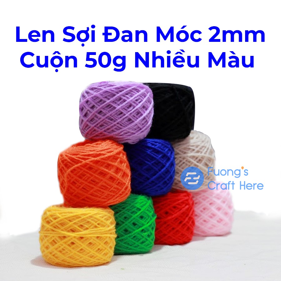 Len Sợi Đan Móc Cỡ 2mm Cuộn 50 gram (Bảng Màu 1)