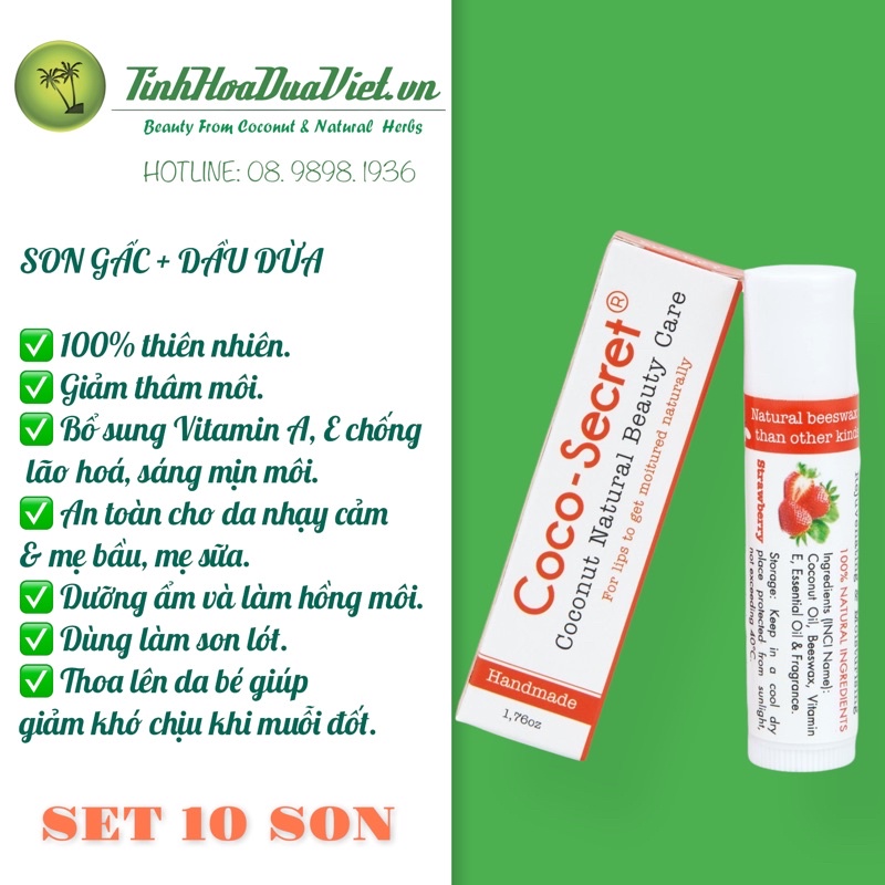 Set 10 SON DẦU DỪA TINH CHẤT GẤC COCO SECRET