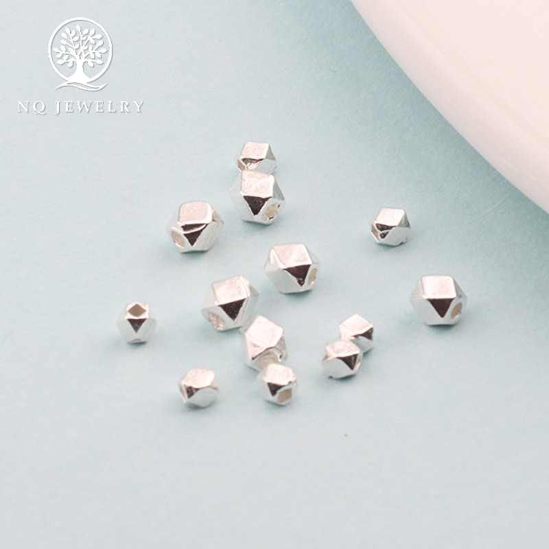 Combo 5 charm bạc bi vuông mài giác - NQ Jewelry