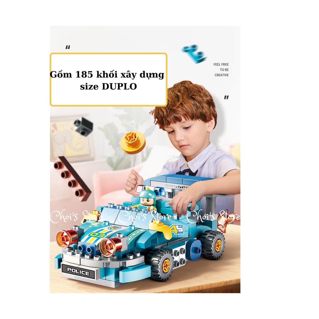 Đồ chơi lắp ghép, xếp hình mẫu xe đua 182 chi tiết size Duplo (Choi Store 08)