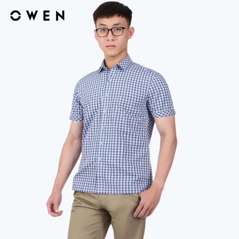 Áo sơ mi ngắn tay Nam Owen Bamboo Body Fit Xanh - BA23588N