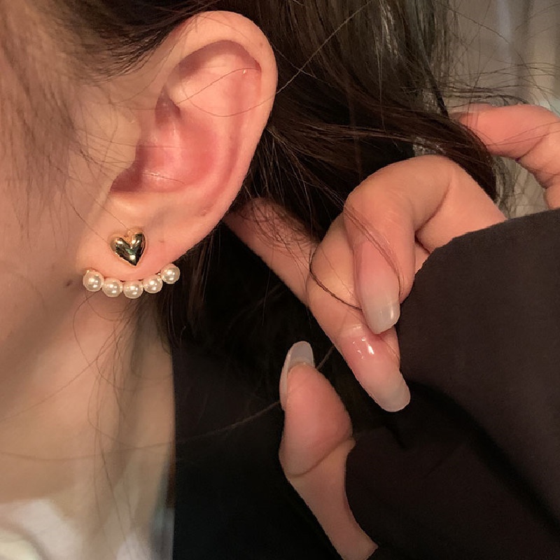 Bông Tai Mạ Bạc 925 Đính Ngọc Trai Và Hình Trái Tim Phong Cách Hàn Quốc Mới Thanh Lịch Dễ Phối Đồ Dành Cho Nữ