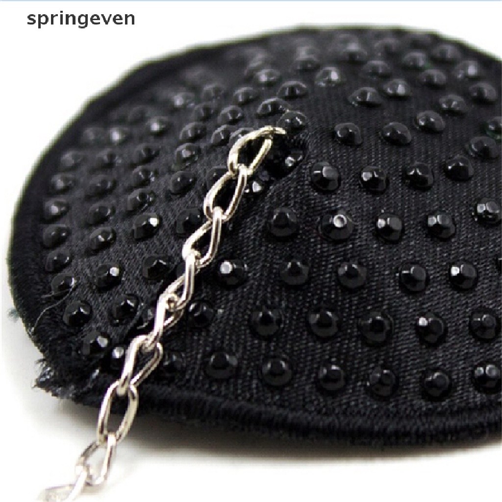 Springeven 1 Cặp Miếng Dán Đầu Ngực Tua Rua Dây Xích Màu Đen Gợi Cảm Nóng Bỏng
