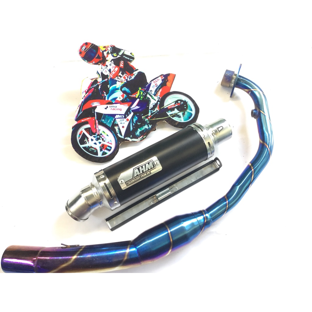 Pô AHM ĐEN cả cổ bầu hơi titan exciter, winer, sonic, raider, satria, gsx, TFX,R15,...
