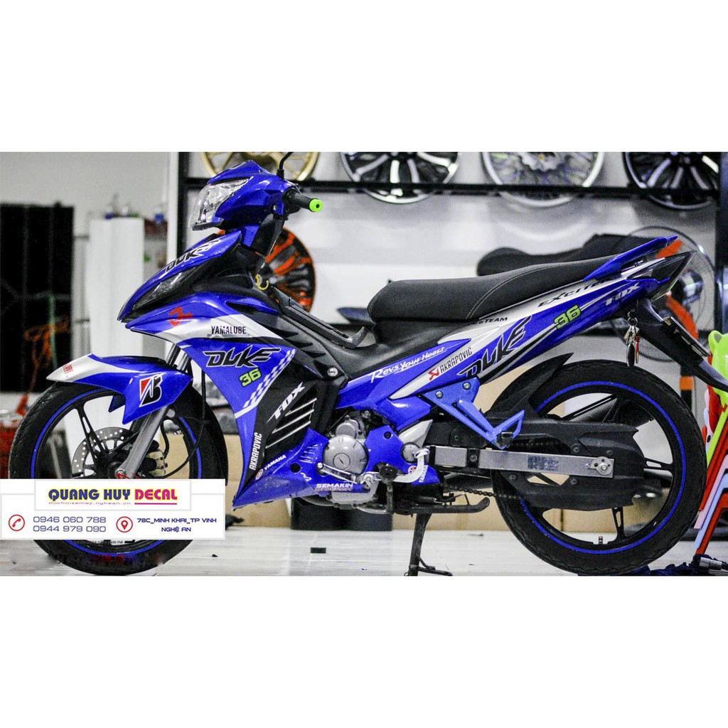 Tem trùm exciter 135 xanh trắng duke, độ team decal xe ex dán đời 2011-2014