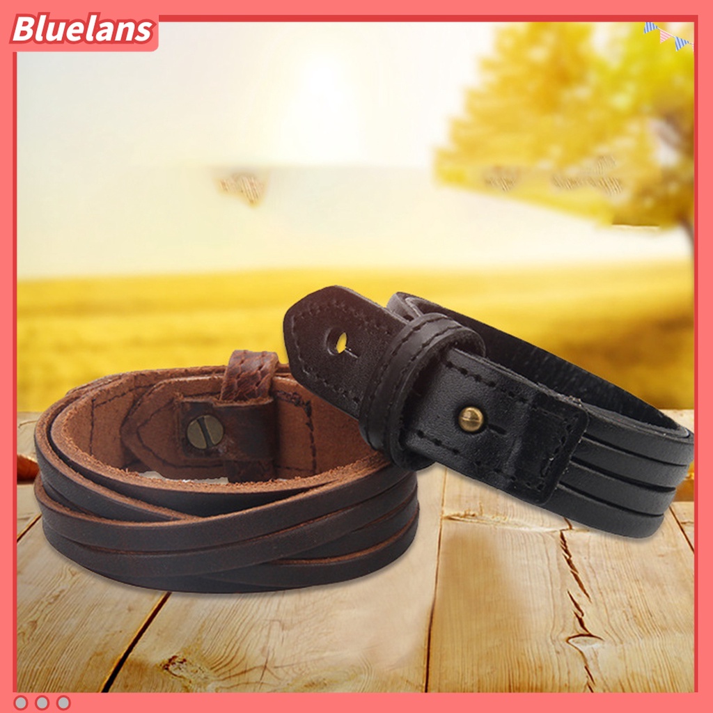 Vòng tay dây da thiết kế đơn giản cá tính dành cho nam và nữ