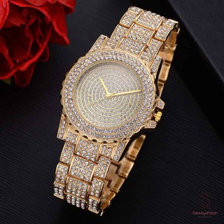 Đồng hồ quartz nữ mặt tròn đính hột xoàn dây hợp kim