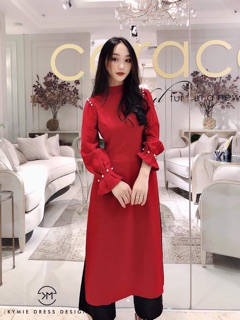 Áo dài tay cách điệu, đính hạt
