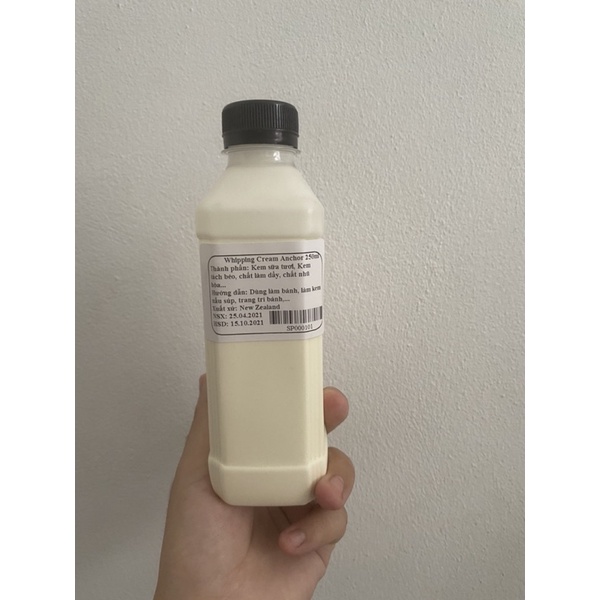 Kem sữa whipping cream anchor chia nhỏ 250ml