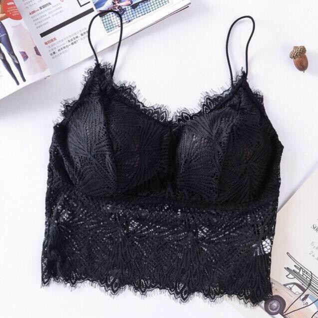 Áo bra hai dây ren kiểu Croptop sợi bún có mút đệm mỏng sexy hàn quốc nhiều màu đẹp BRA09