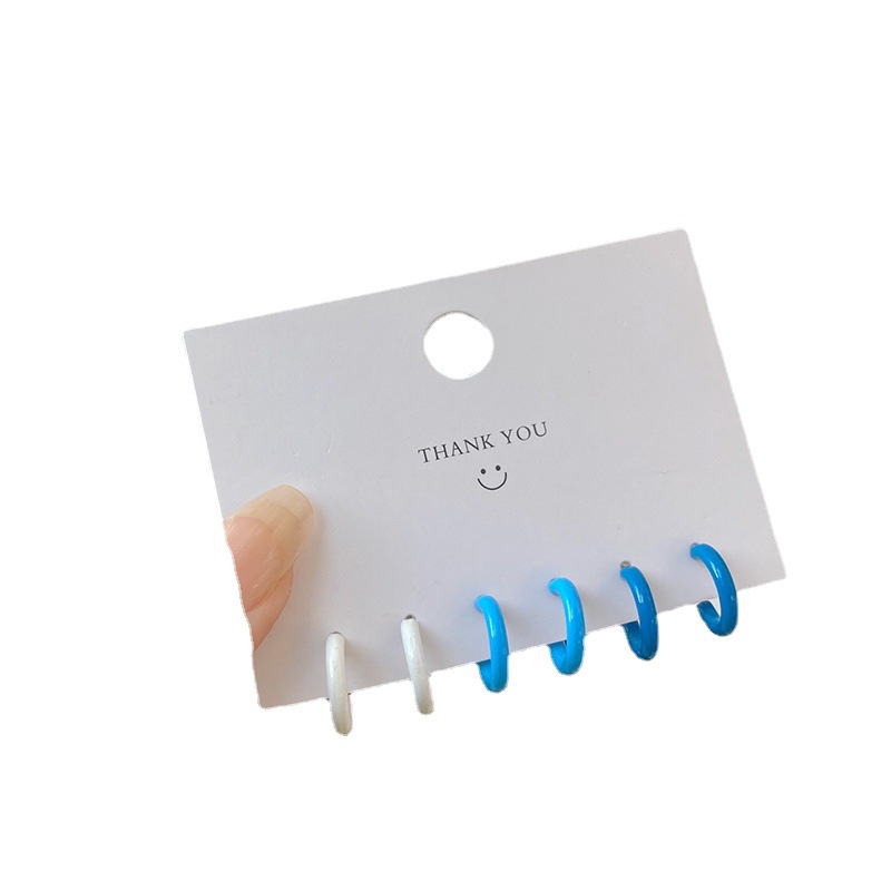 Set 6 Khuyên Tai Bạc S925 Dạng Vòng Màu Sắc Ngọt Ngào Cho Nữ