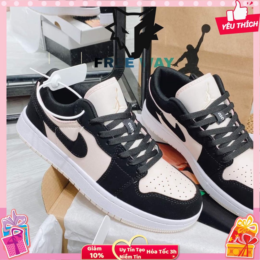 Giày Sneaker Nam Nữ - Giày Nike Jordan JD 1 Low Hồng Đen Cổ Thấp Cao Cấp Full Box Bill
