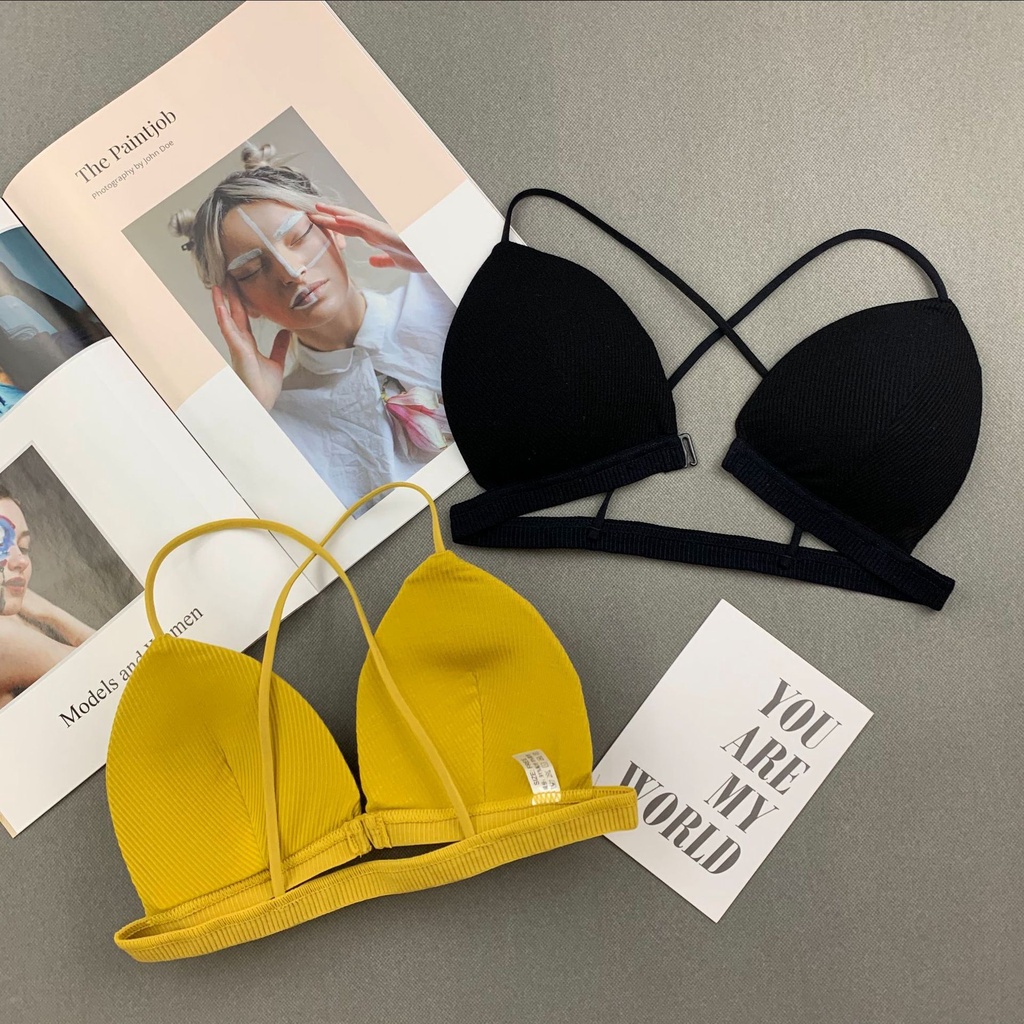 Áo Bra Nữ 2 dây Eva Bra gân tăm cài trước đệm mỏng chống tuột nâng ngực hở lưng gợi cảm - 715