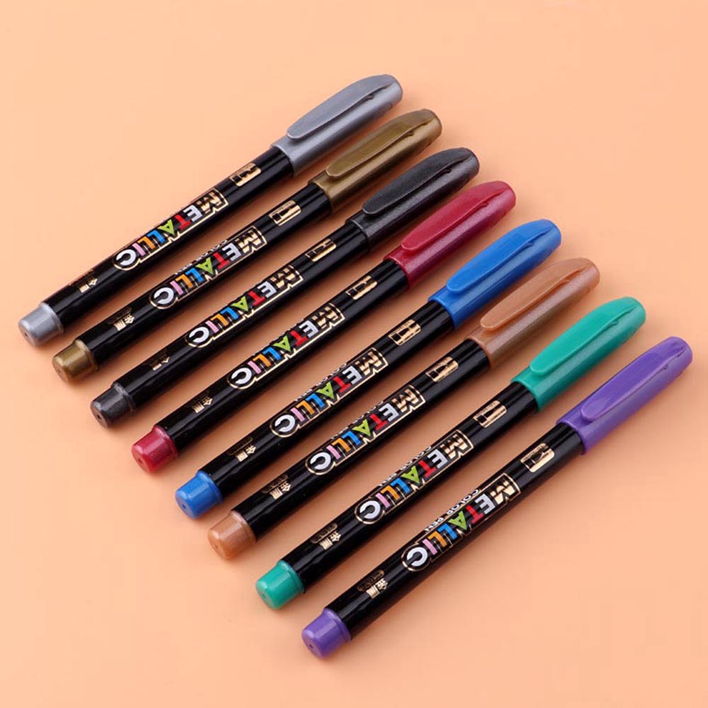 Set 8 cây bút đánh dấu màu ánh kim 8 màu dùng để vẽ hình DIY