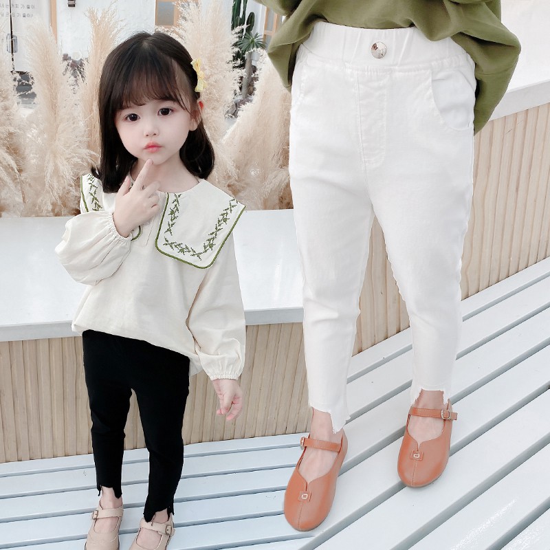 Quần Legging Lưng Cao Màu Trơn Cho Bé Gái