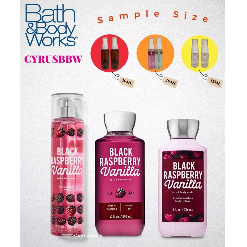 Bộ Sản Phẩm Mist Xịt Toàn Thân, Gel Tắm, Lotion Black Raspberry Vanilla Từ Mỹ