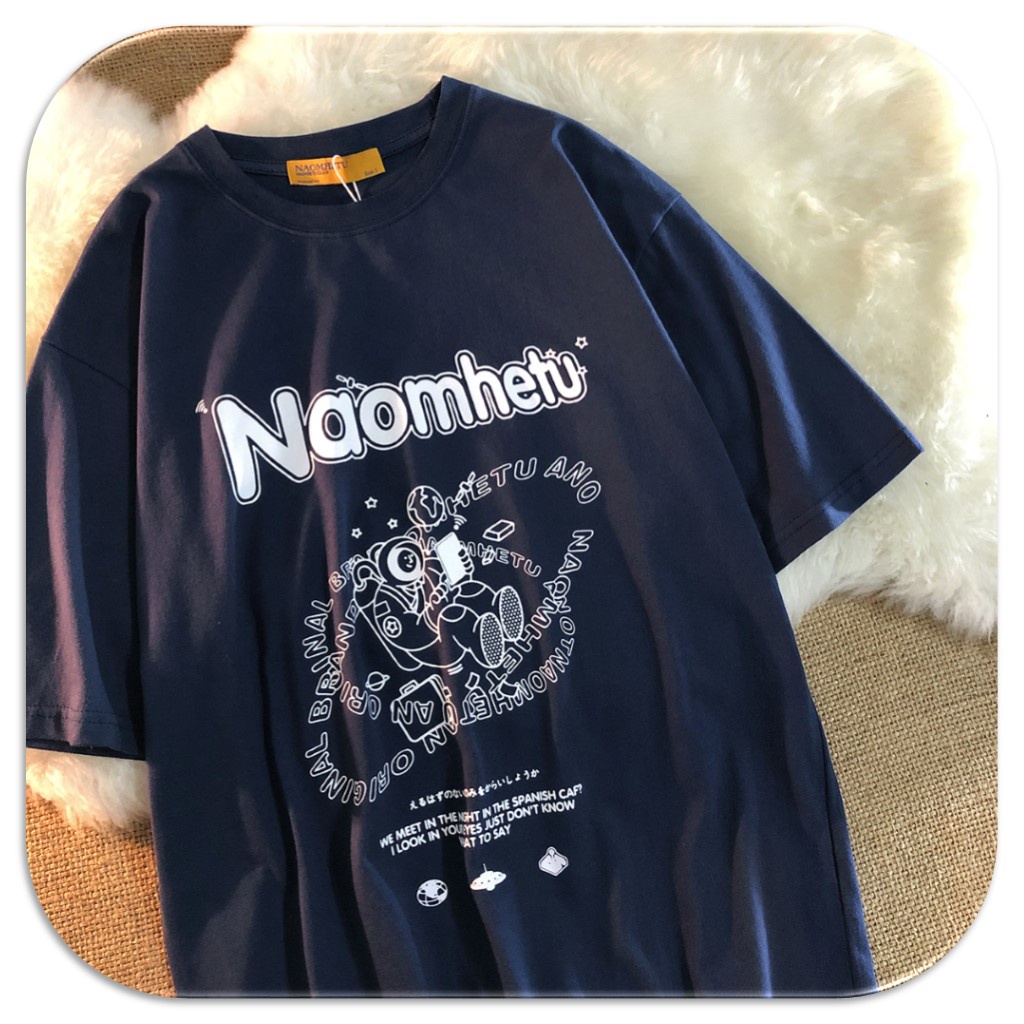 Áo Thun Nam Familylove - Mẫu Áo Thun Nam Tay Lỡ Vũ Trụ Naomhetu Chất Cotton 100% Cao Cấp Màu Xanh Navy