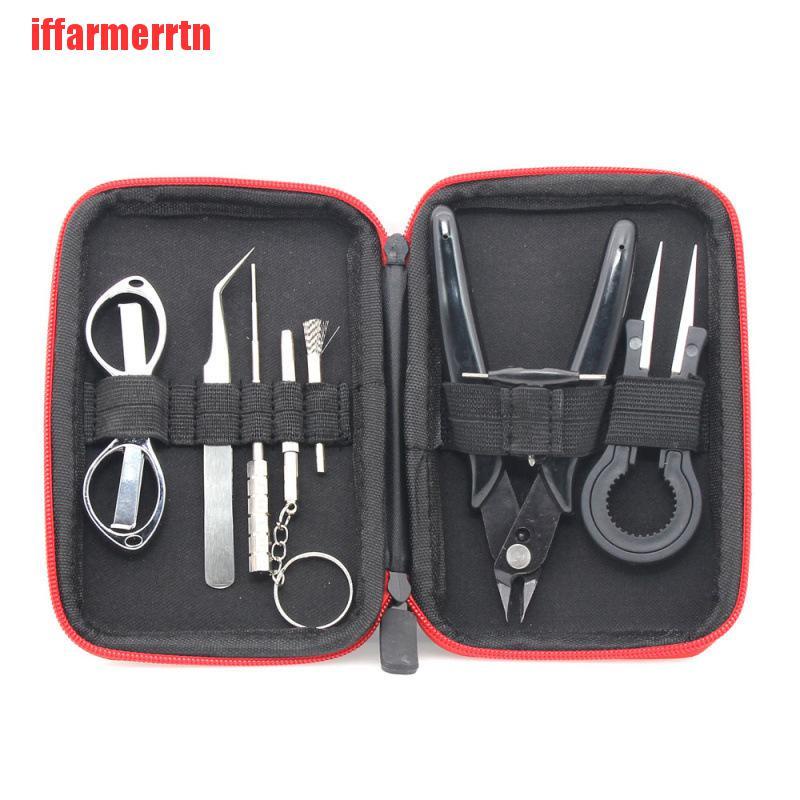 {iffarmerrtn}9Pc Vape DIY Tool Bag Electronic Cigarette Ceramic Tweezers Pliers Wire Coil Jig YRS