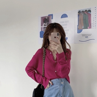 Áo thun tay dài cổ tròn dáng rộng kẻ sọc trắng phong cách Hàn Quốc thời trang mùa thu mới cho nữ W072