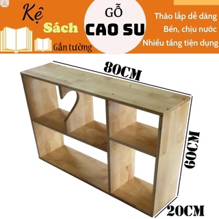 Kệ sách treo tường rộng 80cm bằng gỗ (Tự nhiên)