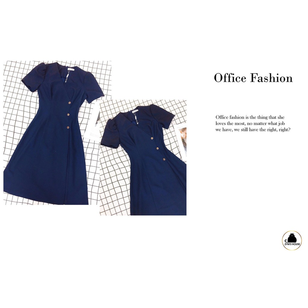 Đầm công sở vạt chéo nút gỗ xinh xắn [KÈM ẢNH THẬT] | BigBuy360 - bigbuy360.vn