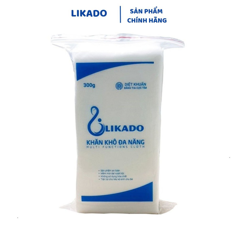 [LIKADO] Khăn giấy khô đa năng Likado cho bé gói 300g - gấp đôi kích thước (14x20cm) ( 1 gói)